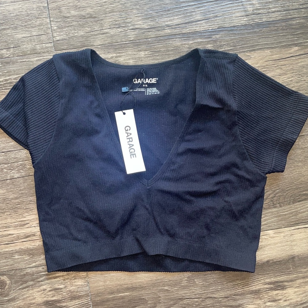 Garage Black V-neck Crop Top